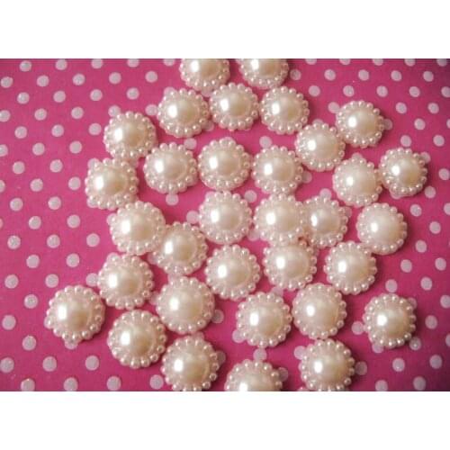 1000pcs Kawaii pearlized white ivory sun flower beads 13 mm diy wholesale free shipping