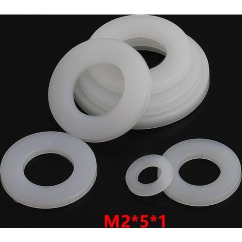 1000pcs M2*5*1 Nylon Flat Washer DIN125 Plastic Plain Washer Spacer Seals Ring Gasket NL66