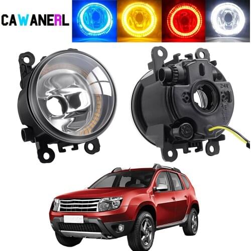 2 X Car Front Bumper Angel Eye Fog Light Assembly For Renault Duster 2012 2013 2014 2015 Halo Ring Fog Driving Lamp DRL 20W 12V