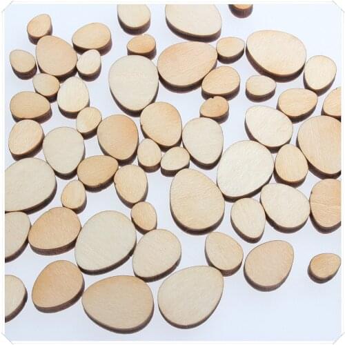 200 pcs [Easter Egg Shaped] Mini Mixed Small Wooden Embellishments - Scrapbooking Shapes for Craft Decor Button