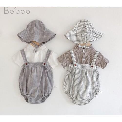 2021 Cotton Baby Girls Bodysuits Ins Summer Baby Boys Clothes Newborn Twins Climbing Jumpsuits 0-24m Fashion Clothing Infantil
