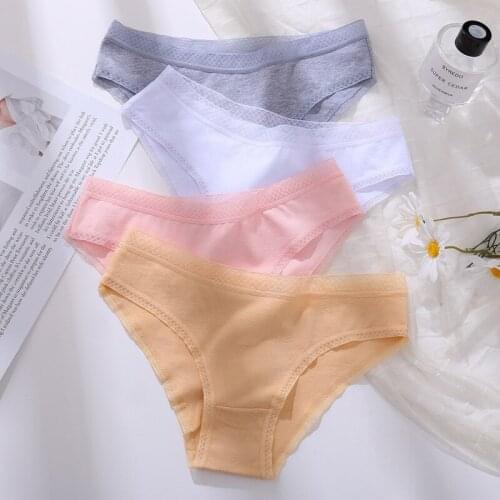 3Pcs/Set Women Lace Ventilation Panty Female Cotton Briefs Sexy Lady Low-Rise Underpants Girl Seamless Intimate Lingerie