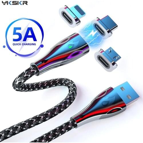 5A Fast Charge Cable For Samsung S9 Xiaomi mi 9 10 Pro Type-C Micro USB Magnet Charge Cable For iPhone Magnetic Cable USB Type C