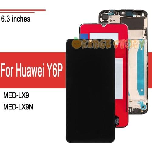 A+ Quality LCD For Huawei Y6P Lcd Display Module Touch Screen Sensor Assembly Frame For HuaweiY6P Y6P(2020) MED-LX9 LX9N 6.3"
