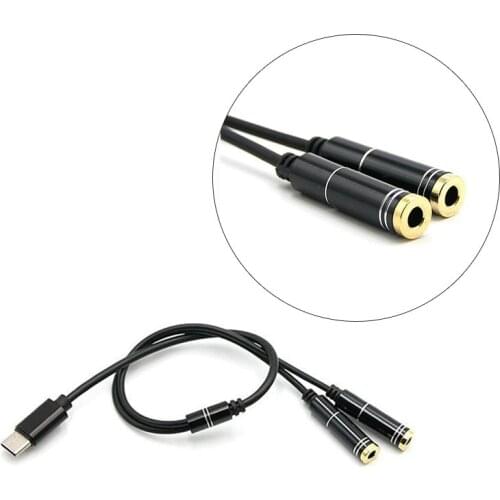 Type C To Dual 3.5 Jack Earphone Usb C To 3.5mm Aux Double Headphone Adapter For Letv For Xiaomi Phone