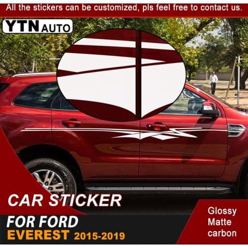 Car Stickers Side Body Stripe Racing Graphic Vinyl For Ford Everest 2015 2016 2017 2018 2019 Car Decals Decoration Accessories