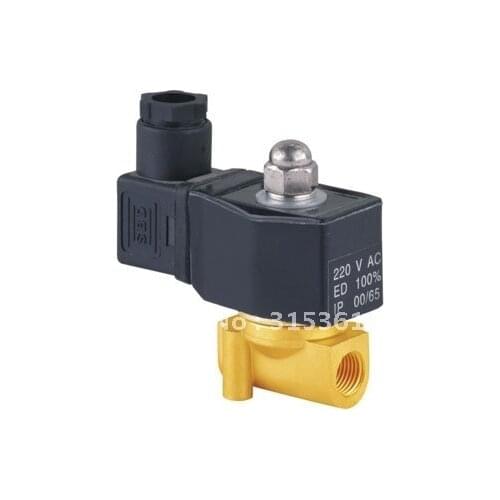 Free Shipping 5PCS 2 Way Solenoid Operated Pneumatic Air Valve Brass 3/8" 220V AC DIN Coil