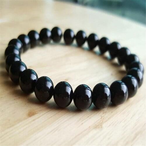 8mm Natural Black Onyx Handmade Mala Bracelet Bless Stretchy Spirituality Wrist Meditation Lucky Pray Buddhism Chakas
