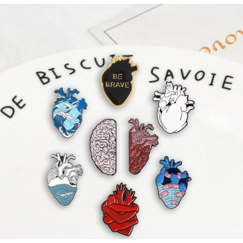 Human Heart Brain Punk Pins Creative Design Accessories Brooches Badges Backpack Enamel pins Gifts For Friends Jewelry wholesale