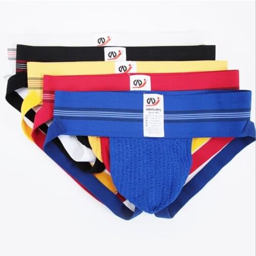 Brand Sexy Mens Underwear Jockstraps Sexy Jocks Bikini G-strings Men thong cuecas Male panties Briefs Gay underwear Penis 1PCS