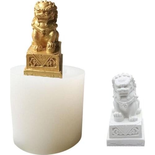Cake Mold Craft 3D Lion Incense Plaster Aromatherapy Gypsum Car Display Candle Gypsum Mold Cake Decoration DIY Silicone Mold