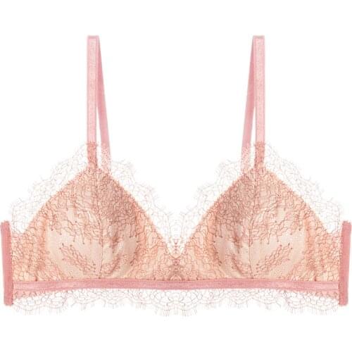 French Thin Cup Insert Sexy Lace Retro Stitching No Steel Ring Bra Underwear Bra Set Sexy Womens Underwear