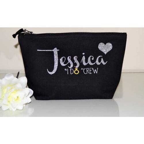 Customise I DO crew wedding bride Bridesmaid Makeup Gift Make Up comestic vanity Bags kits maid of honour pouches birthday gift