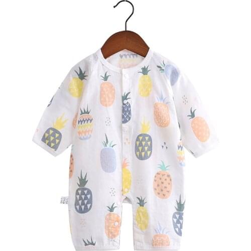 Baby Girl Long Sleeve Romper Spring Summer Infant 2 Layers Cotton Gauze Romper New Born Baby Clothes Toddler Girl Fall Clothes