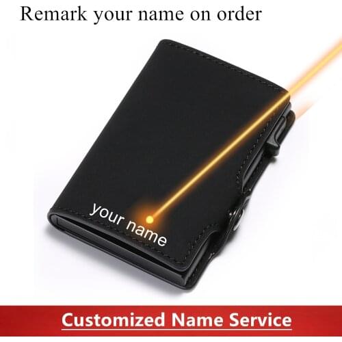 SEMORID PU Leather Wallet ID Card Holder Wallet Aluminum Card Holder Wallet Mini Wallet With Back Pocket ID Card RFID Blocking