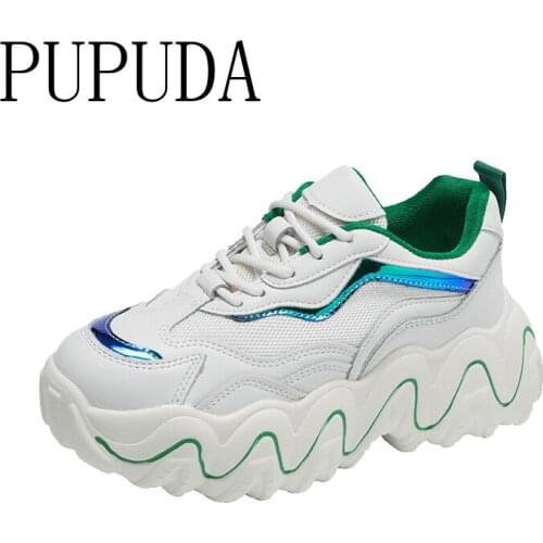 PUPUDA Platform Shoes Women White Casual Shoes Women New Chunky Sneakers Comfy Sport Sneakers Women 2020 Shoes Female