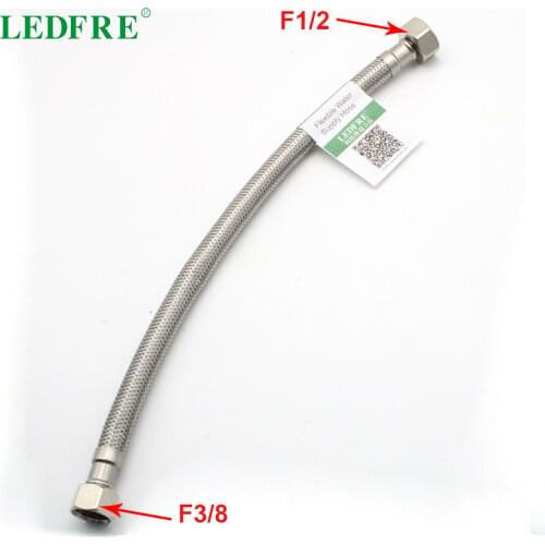 LEDFRE F1/2*F3/8 304 Stainless Steel Braided Connector Sinks Faucet Water Supply Line Flexible Hose Connecting Connector LF15006