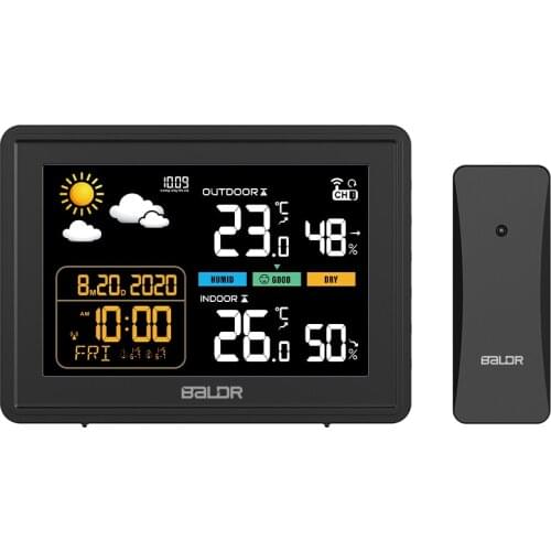 Weather Station Wireless Indoor Outdoor Sensor Thermometer Hygrometer Digital Alarm Clock Barometer Forecast Color