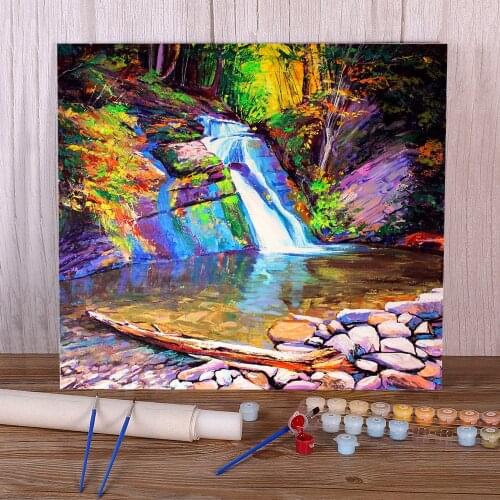 Landscape Waterfall Guk Painting By Numbers Kit Acrylic Paints 50*70 Paiting By Numbers Wall Paintings For Handiwork