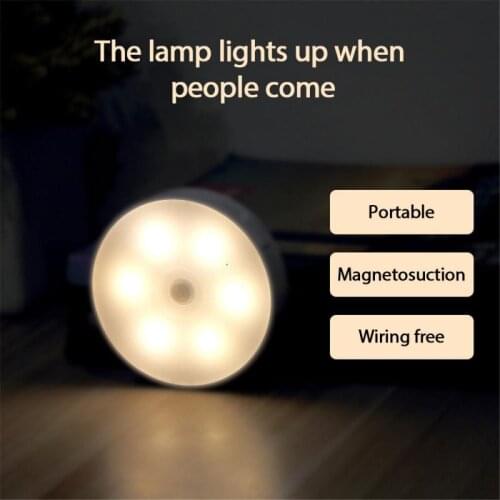 USB LED Night Light Motion Sensor Wireless Lighting Lamp Energy-saving Rechargeable Lights Cabinet Light For Bedroom