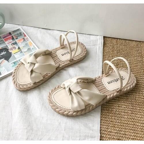 Flat Shoes Female Slippers Low Butterfly-knot Luxury Slides Shose Women 2020 Summer Soft Designer Basic Rubber Fashion Sandals