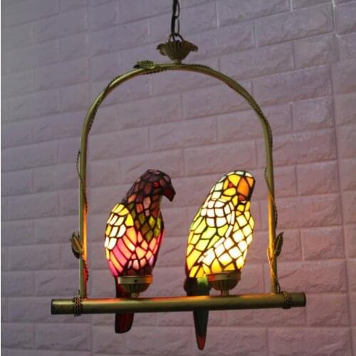 Double head parrot Pendant Lamp North American Style Bar Cafe decorative walkway iron retro Chandelier