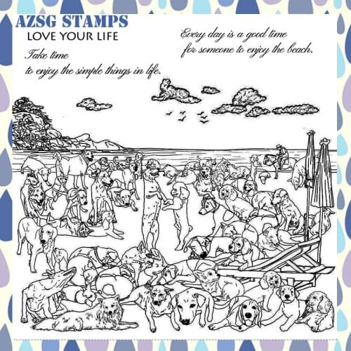 AZSG Beach dogs Transparent Clear Silicone Stamps for DIY Scrapbooking/Card Making/Kids Crafts Decoration Supplies OS-72