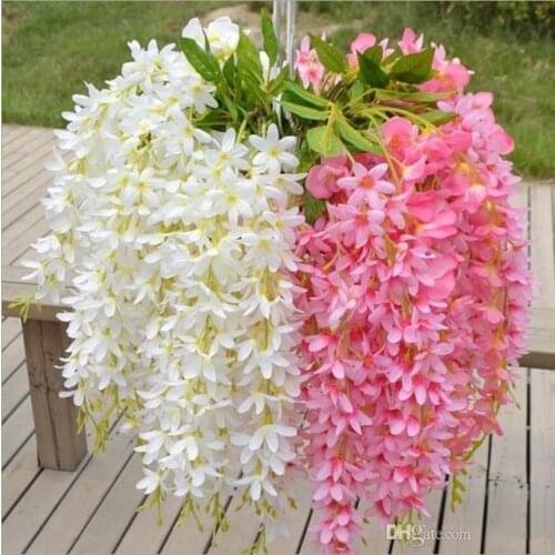 Five Branches Each Bouquet Artificial Hanging Orchids Plants Fake Silk Flower Vine 5 color For Wedding Backdrop Party Decoration