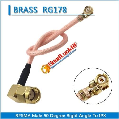 RP-SMA RPSMA RP SMA Male 90 Degree Right Angle to IPX U.FL IPEX RF Connector Coaxial Pigtail Jumper RG178 Cable Low Loss