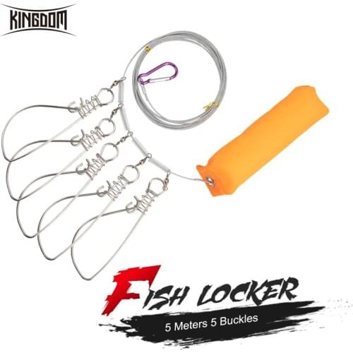 Kingdom High Quality Fishing Ropes 5m Fishing Lock Buckle Stainless Steel Live Belt Float Fish Stringer Fishing Lure Accessories