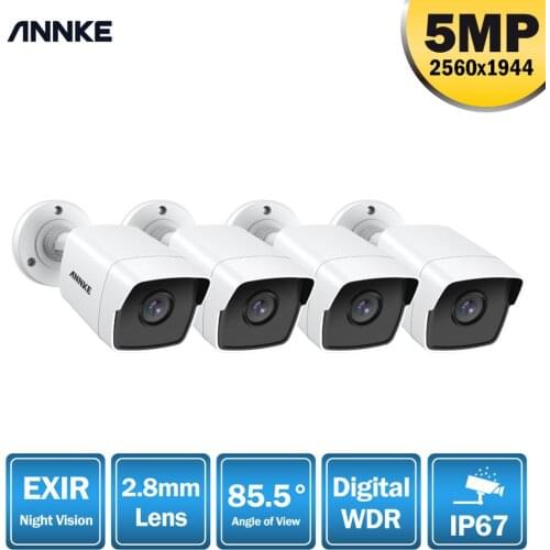 ANNKE 4X Ultra HD 5MP TVI CCTV Camera Outdoor Weatherproof White Security Surveillance System EXIR Night Vision Email Alert Kit