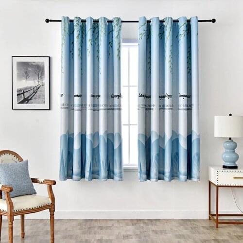 Modern Short Curtains Window Kitchen Blackout Curtains For Living Room Bedroom Gray/Blue Curtains For Door Balcony M184#4