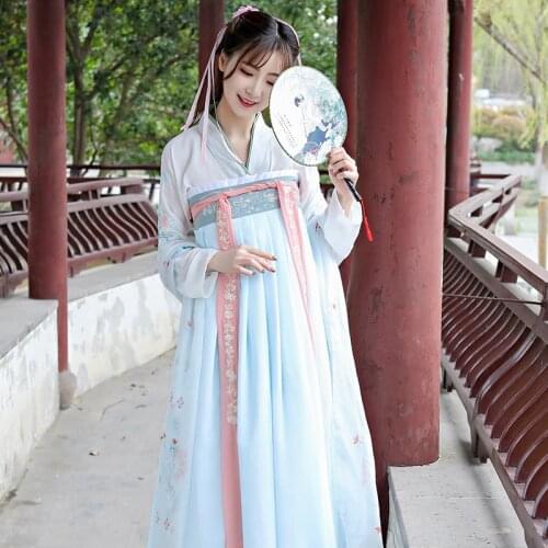 Traditional Chinese Hanfu Costume Ancient Princess Tang Dynasty Dance Dress Oriental Fairy Stage Performance Folk Dance Wear 90