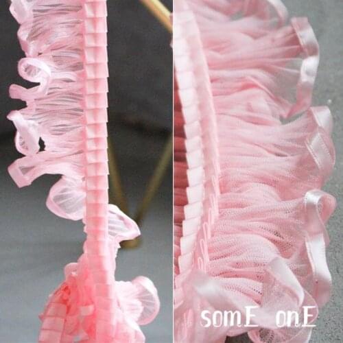 Wave Pleated mesh Lace Trim Pink Folds DIY Patchwork Cuffs Neckline Wedding Dress Hem Apparel Sewing Designer Accessories