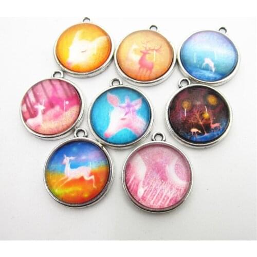 Mix Designs 10pcs Deer Charms Dangle Charms Hanging Charms DIY Bracele&bangles Jewelry Accessory Floating Charm