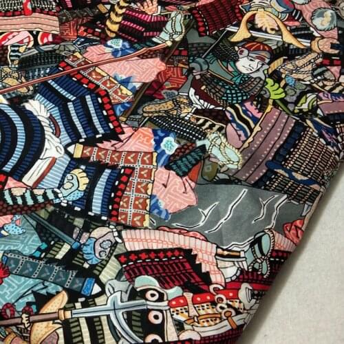 100% Cotton viaPhil Brand New Japanese Warrior Printed Fabric Sollider Fabric Patchwork Cloth Dress Home Decor