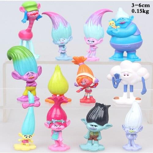 12pcs/set New Little Magic Hair Elf Troll Ugly Baby Elf Princess Bobby and Blanche Cake Decoration Doll Children Doll Toy
