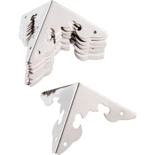 12pcs Silver Decor Corners + 72 Nails Triangle Bracket Wood Box Feet Leg Table Protector Album Guard 30*30mm Hollow Lace Pattern