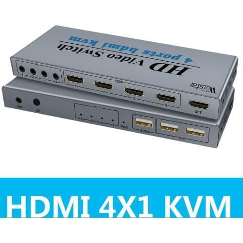4K Switch KVM HDMI 4 Input 1 Output Switcher 3-port USB HDMI KVM Switch 4X1 4kX2K/30HZ HDCP1.2 for PC laptop windows&macs