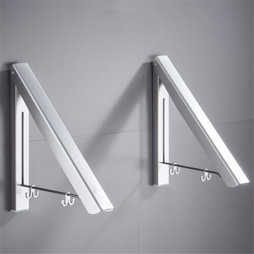 Aluminum Wall Mounted Solid Double Clothes Drying Hanger Foldable Laundry Drying Rack Bathroom Balcony Clothes Hanger Anti-Rust