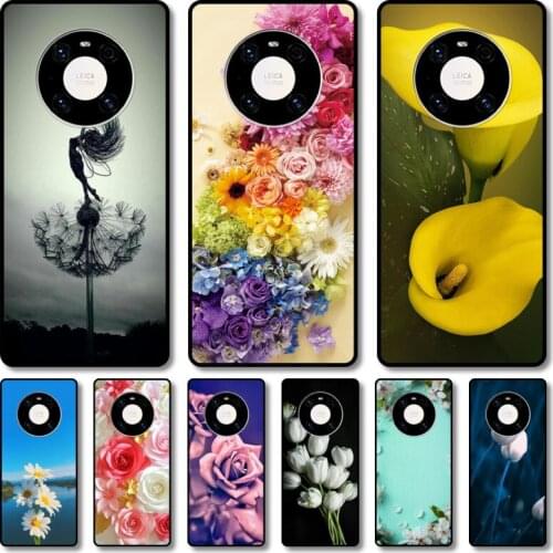 Yellow flowers Phone Case For Huawei mate 40 30 10 20 40 8 9 Lite Z Pro RS black cell shell