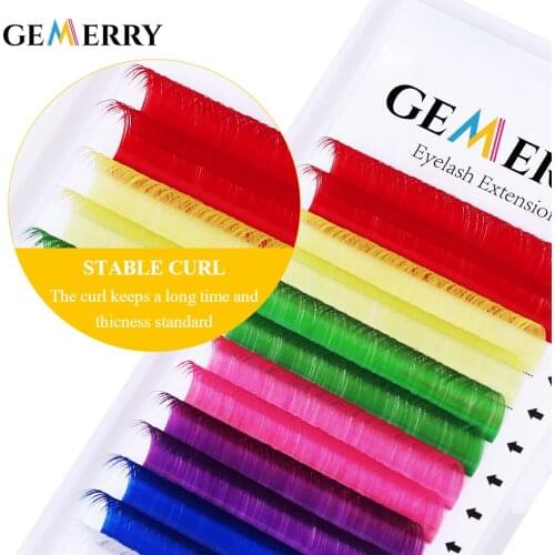 Individual Eyelash Extension Green Red Pink Blue Faux Mink Rainbow Colored Classic Eyelashes Natural Soft Colorful False Lashes