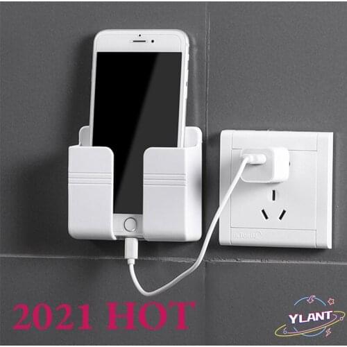 SWT Mobile Phone Holder Universal Cellphone Hanging Stand Bracket Bedroom Charger Paste Style Double-layer Storage Rack