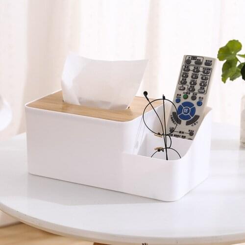 Bamboo Cover Tissue Box Creative Desktop Pumping Box Cosmetic Box Living Room Office Multifunctional Pumping Box European Style