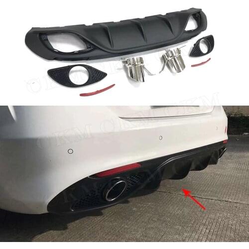 Rear Bumper Diffuser Spoiler with Exhaust Tips for Alfa Romeo Giulia 2017 2018 standard upgrade to sport style PP bumper Guard