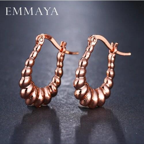 EMMAYA New Rose Gold Color Round Earrings for Women Gril Gift DIY Fashion Jewelry