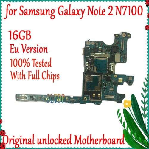 EU Version for Samsung Galaxy Note 2 N7100 Motherboard with Android System,100% Original unlocked for Note 2 N7100 Mainboard 16G