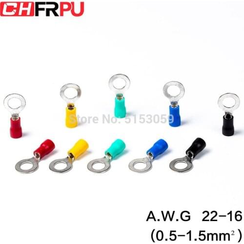 RV series Ring insulated terminal Cable Wire Connector A.W.G 22-16 Electrical Crimp Terminal Wire Connectors