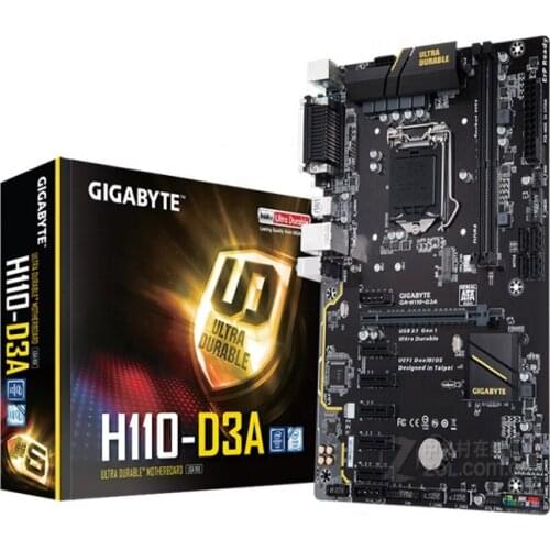 Mining rig Motherboard For GIGABYTE H110-D3A Desktop GA-H110-D3A Motherboard H110 Socket LGA 1151 DDR4 Refurbished Mainboard