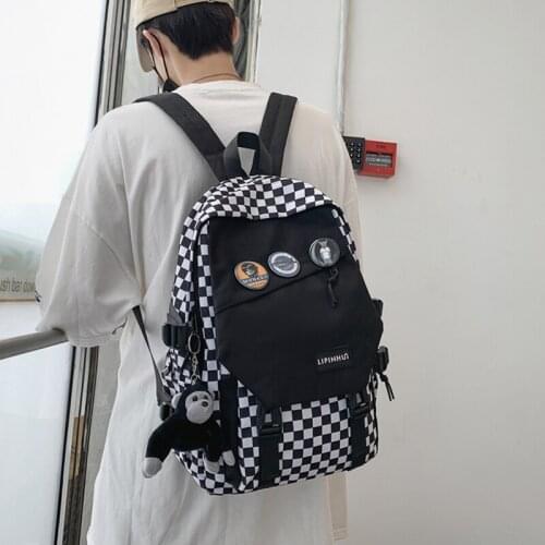 Fashion Plaid Women Book Backpack Waterproof Oxford School Bag Girl Cool Student Backpack Laptop Female Fashion Trendy Backpack
